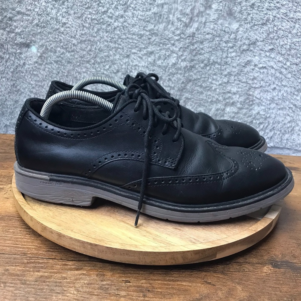 Cole Haan Grand Go-To Wingtip Oxford Mens 10.5M Black Leather Derby Dress Shoes